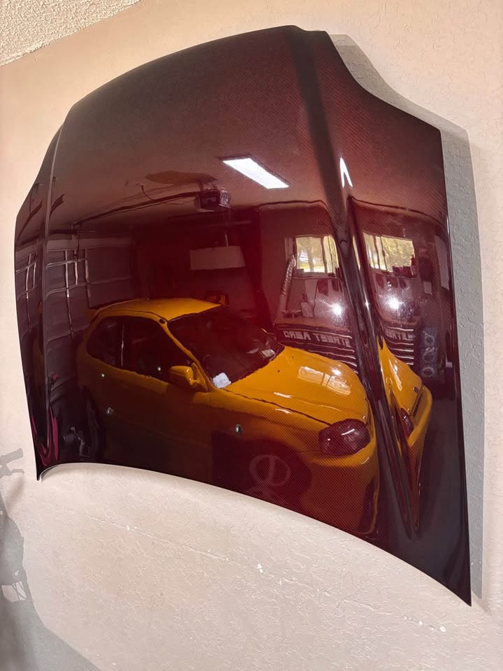 Honda Civic Red Carbon Fiber Hood - Image 2